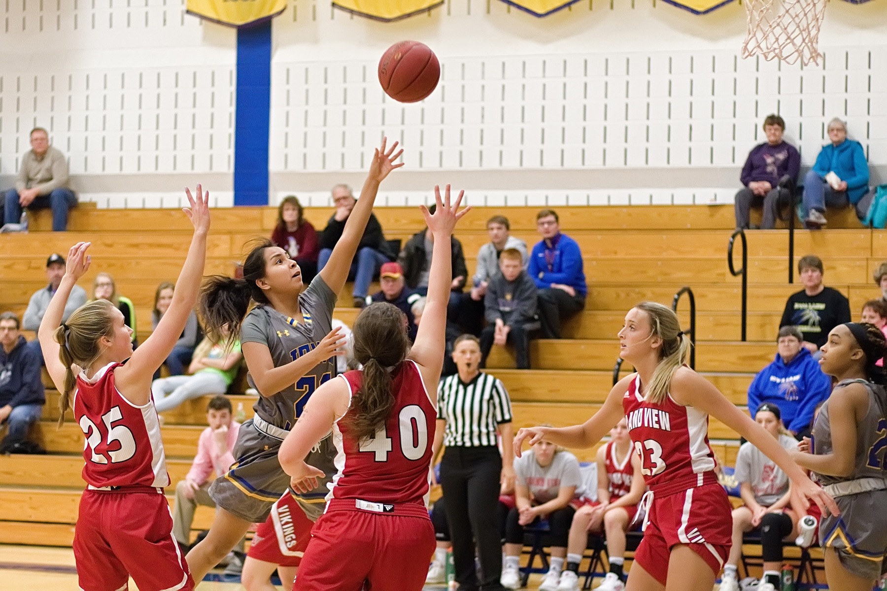 Tyler Pacheco drives to the basket.