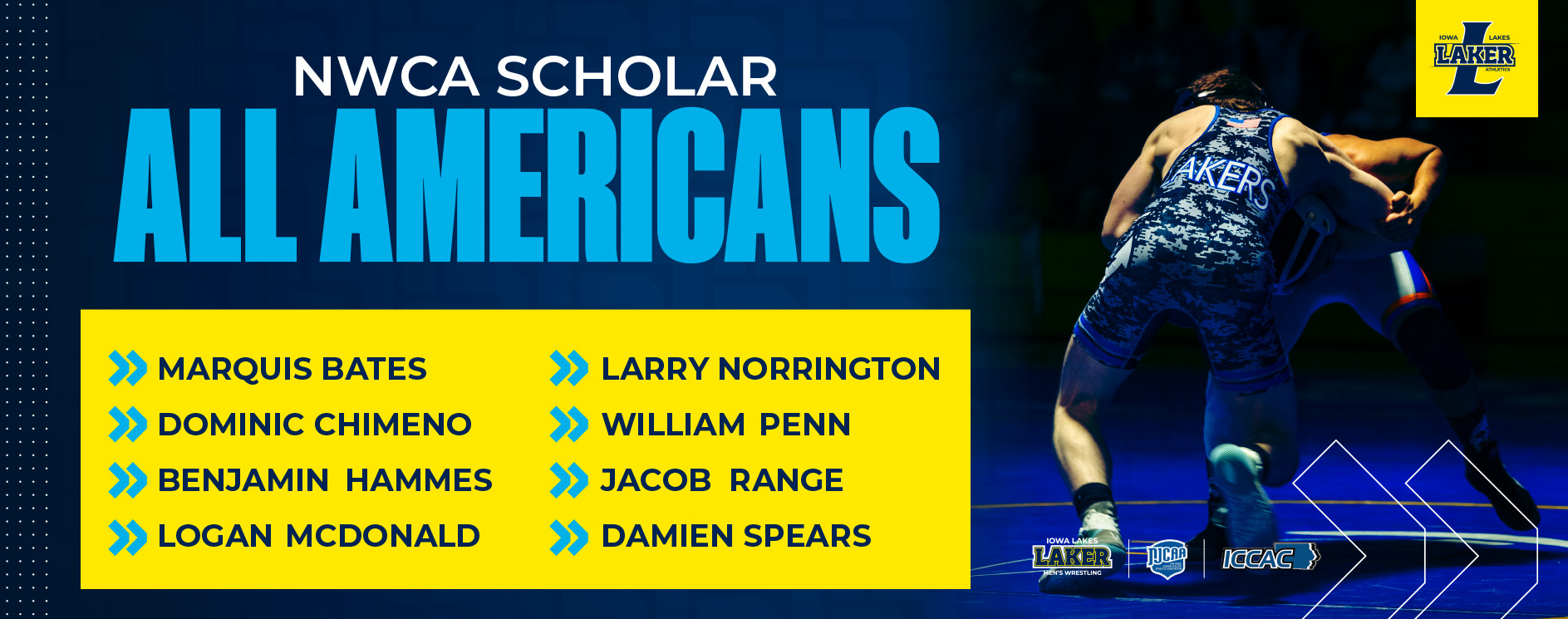 Iowa Lakes Wrestling Earns NWCA Top-10 Academic Finish, Eight Named Scholar All-Americans