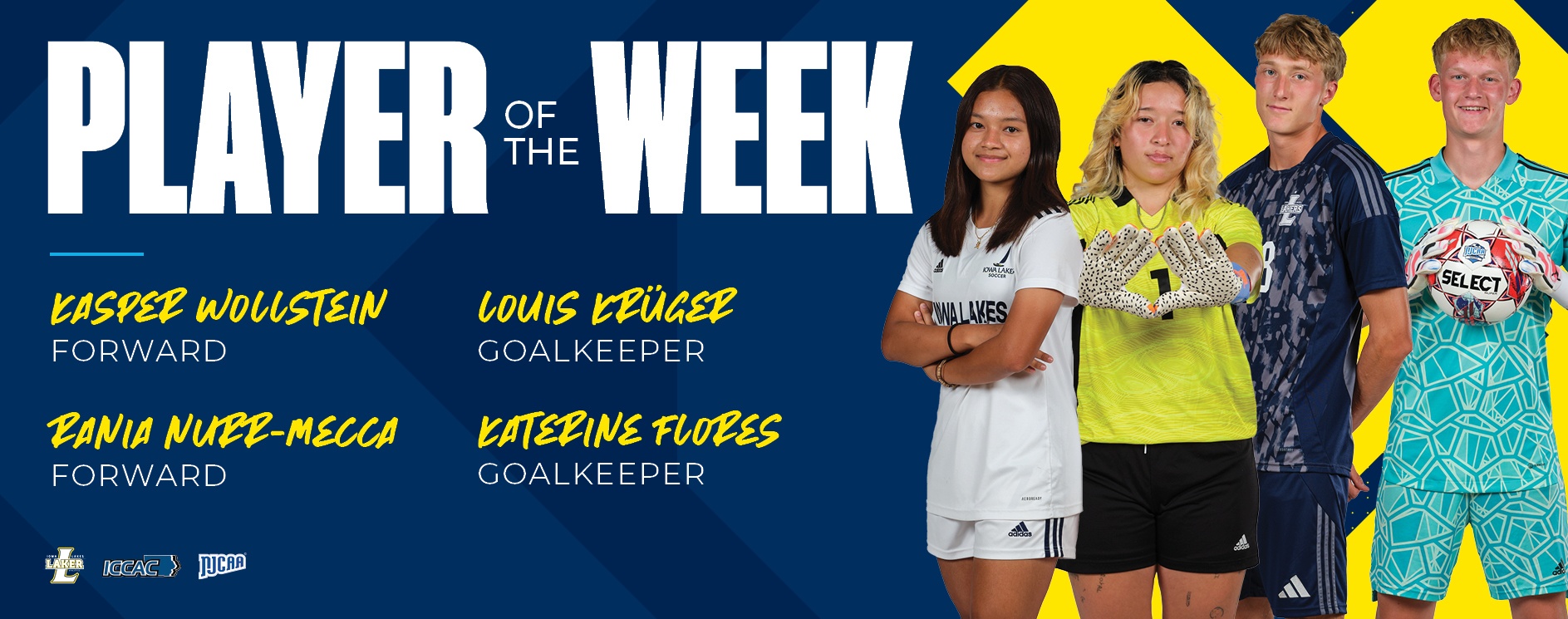Four Laker Soccer Athletes Named ICCAC Athlete of the Week